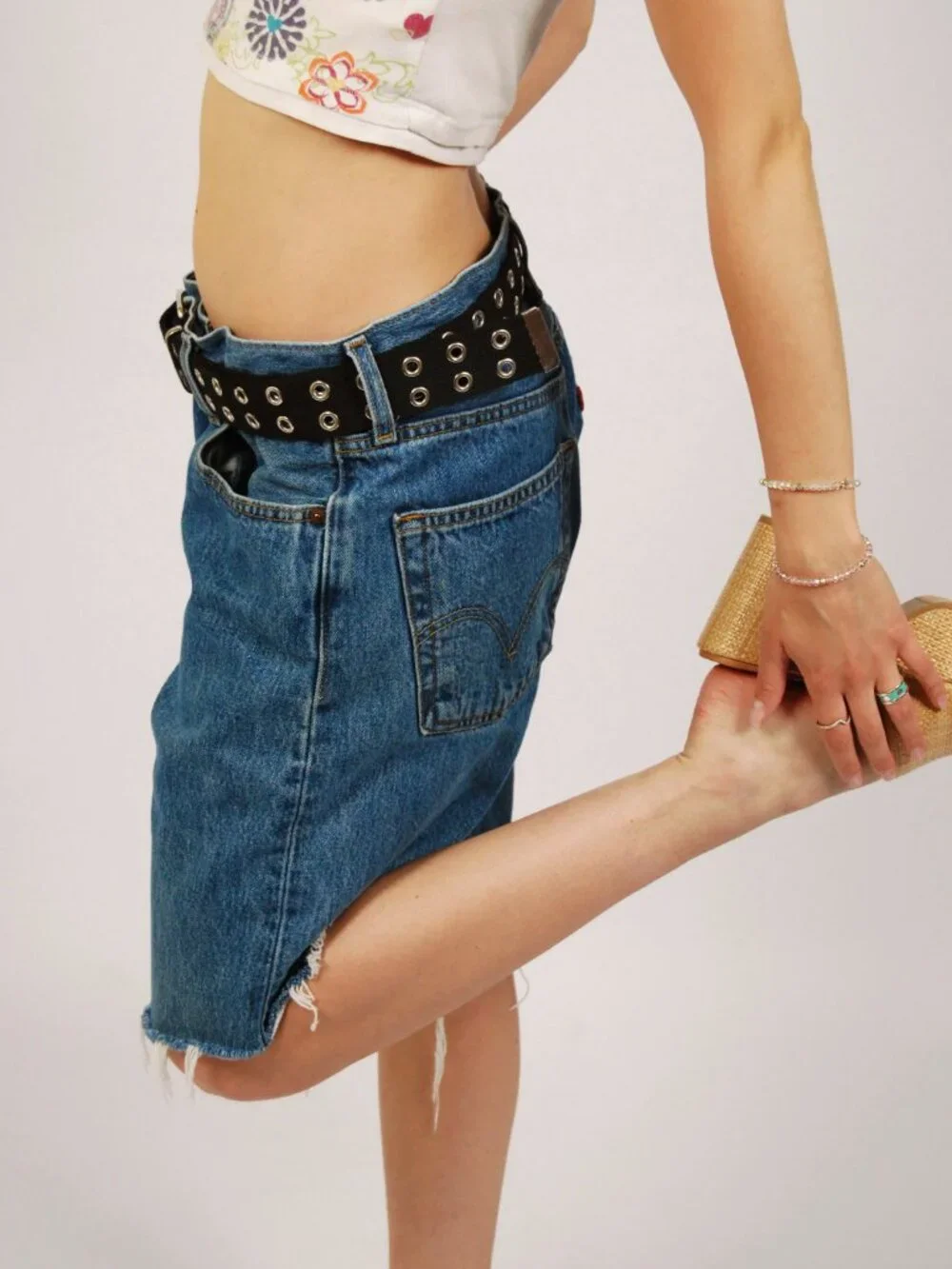 Y2K Levis 501 Shorts (32) blue denim vintage mens cutoff jorts baggy casual cool